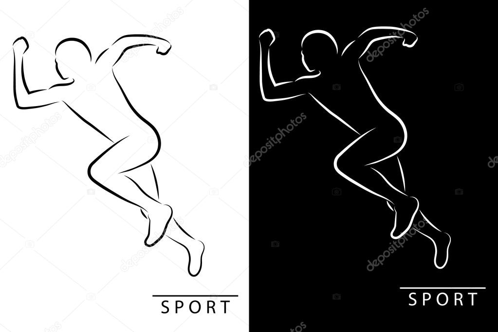Vector illustration of  Silhouette of an athlete running. Black and white logo