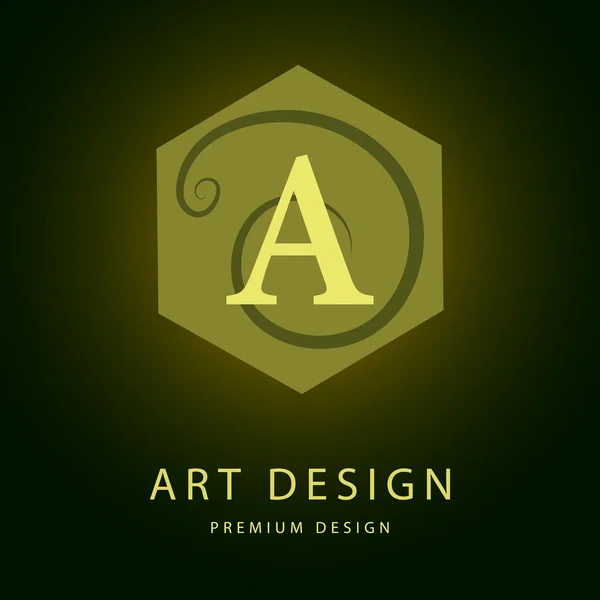 Monogram designelement med graciösa mall. Elegant linje art Logotypdesign. Bokstaven A. Emblem. Vektor illustration — Stock vektor