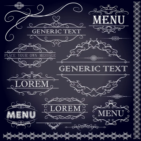 Elementos de diseño caligráfico y decoración de página - conjunto de vectores. Ilustración vectorial — Archivo Imágenes Vectoriales