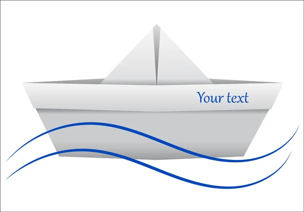 Оригами бумажный корабль изолирован на белом фоне. Векторная иллюстрация — стоковый вектор