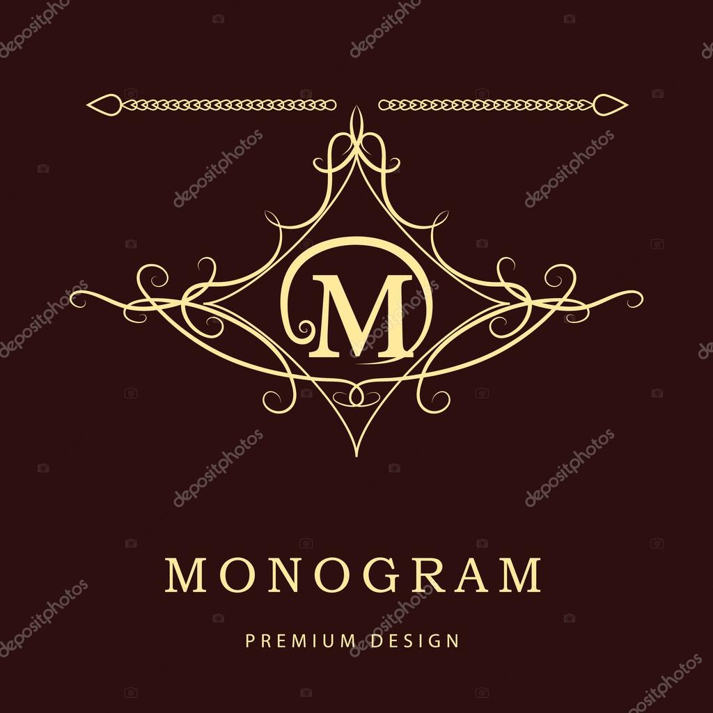 Vector illustration of  Monogram design elements, graceful template. Elegant line art logo design. Letter M. Emblem