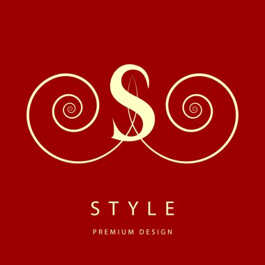 Basit ve zarif çiçek monogram tasarım şablonu. Zarif hat Sanat logo tasarımı. Mektup S. vektör çizim