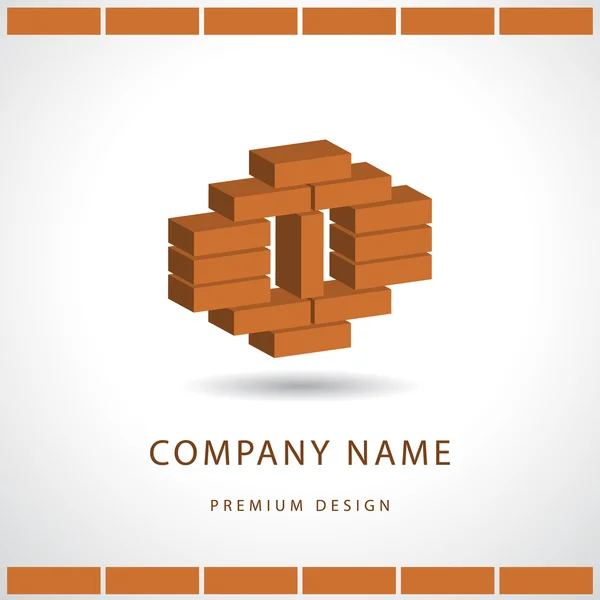 Budowa i naprawa. Projekt logo firmy nieruchomości. Mur z cegły. Ilustracja wektorowa — Wektor stockowy