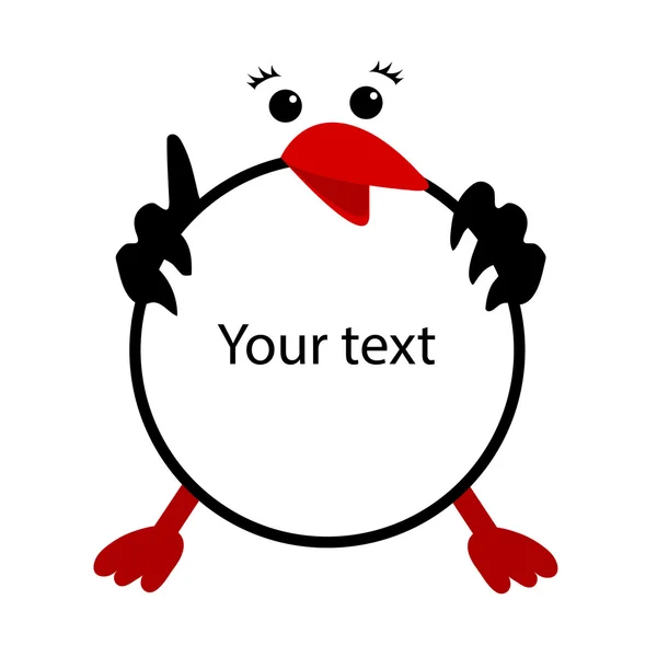 Zeichentrickvogel isoliert. Storch. Platz für den Text. Vektorillustration — Stockvektor