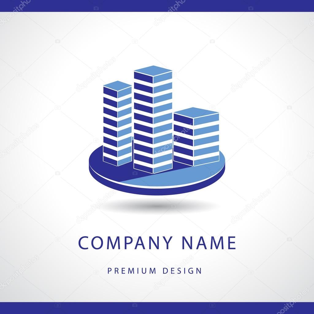 Vector illustration of  Abstract Real estate logo design template. Building silhouette. Offices.