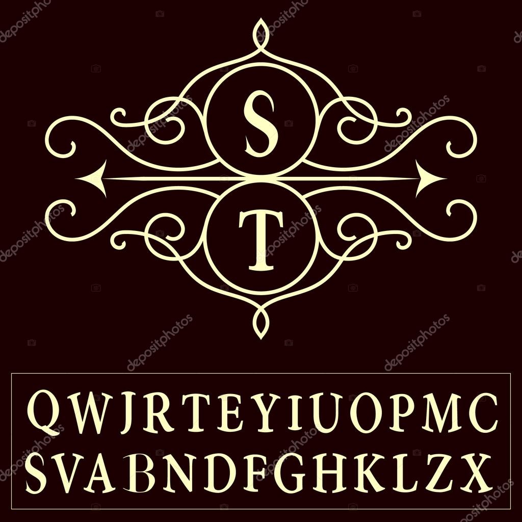 Vector illustration of  Monogram design elements, graceful template. Elegant line art logo design. Alphabet. Emblem. Vintage frame