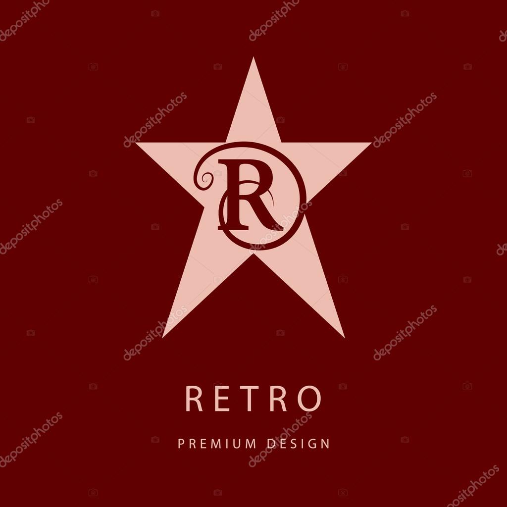 Vector illustration of  Monogram design elements, graceful template. Elegant line art logo design. Letter R. Emblem