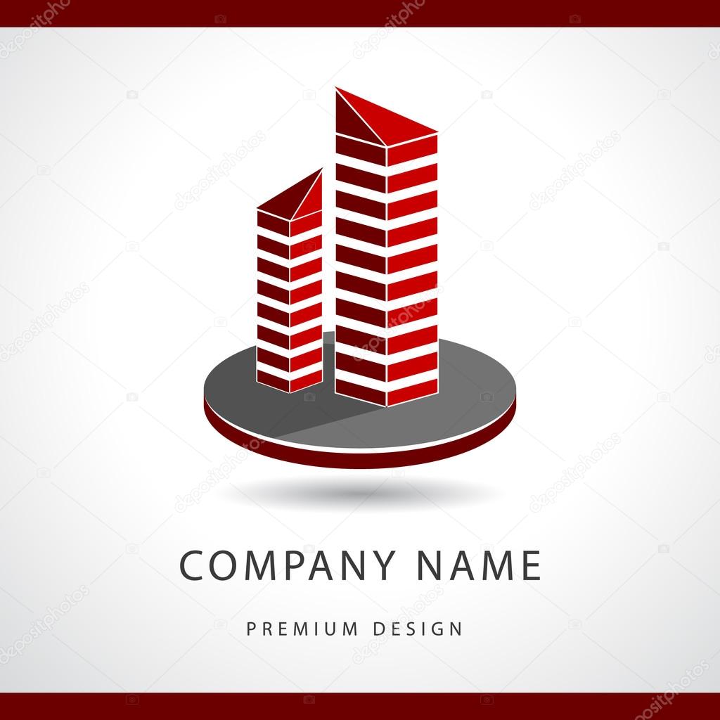 Vector illustration of  Abstract Real estate logo design template. Building silhouette. Offices.