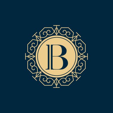 Monogram tasarım elementleri, zarif şablon. Zarif çizgi sanat logosu tasarımı. İş tabelası, Restoran, Kraliyet, Butik, Cafe, Otel, Heraldic, Mücevher, Moda, Şarap. Vektör illüstrasyonu