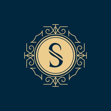 Monogram tasarım elementleri, zarif şablon. Zarif çizgi sanat logosu tasarımı. İş tabelası, Restoran, Kraliyet, Butik, Cafe, Otel, Heraldic, Mücevher, Moda, Şarap. Vektör illüstrasyonu
