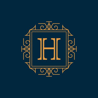 Monogram tasarım elementleri, zarif şablon. Zarif çizgi sanat logosu tasarımı. İş tabelası, Restoran, Kraliyet, Butik, Cafe, Otel, Heraldic, Mücevher, Moda, Şarap. Vektör illüstrasyonu