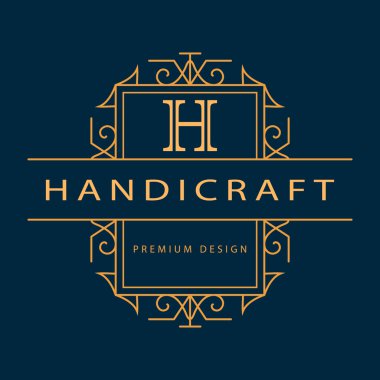 Monogram tasarım elementleri, zarif şablon. Zarif çizgi sanat logosu tasarımı. İş tabelası, Restoran, Kraliyet, Butik, Cafe, Otel, Heraldic, Mücevher, Moda, Şarap. Vektör illüstrasyonu