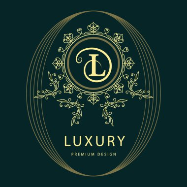 Monogram tasarım elementleri, zarif şablon. Zarif çizgi sanat logosu tasarımı. İş tabelası, Restoran, Kraliyet, Butik, Cafe, Otel, Heraldic, Mücevher, Moda, Şarap. Vektör illüstrasyonu