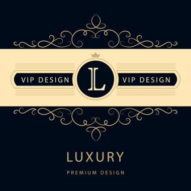 Monogram tasarım elementleri, zarif şablon. Zarif çizgi sanat logosu tasarımı. İş tabelası, Restoran, Kraliyet, Butik, Cafe, Otel, Heraldic, Mücevher, Moda, Şarap. Vektör illüstrasyonu