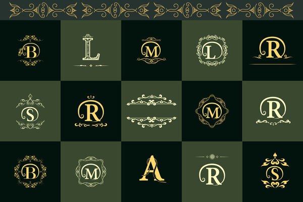 Элементы дизайна монограммы, изящный шаблон. Дизайн логотипа Elegant line. Деловой знак, стиль для ресторана, роялти, бутика, кафе, отеля, геральдического, ювелирного, модного, винного. Векторная иллюстрация