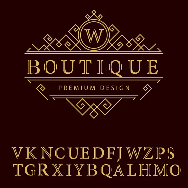 Monogram designelement, engelska bokstäver. Elegant linje art Logotypdesign. Business tecken, identitet för restaurang, Royalty, Boutique, Cafe, Hotell, heraldiska, smycken, mode, vin. Vektor illustration — Stock vektor