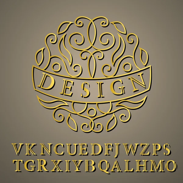 Monogram designelement, engelska bokstäver. Elegant linje art Logotypdesign. Business tecken, identitet för restaurang, Royalty, Boutique, Cafe, Hotell, heraldiska, smycken, mode, vin. Vektor illustration — Stock vektor