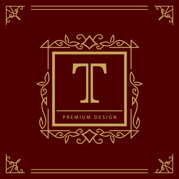 Elementy projektu monogramu, pełen wdzięku szablon. Elegancki projekt logo sztuki linii. Znaki firmowe, tożsamość restauracji, tantiemy, butik, kawiarnia, hotel, heraldyczny, biżuteria, moda, wino. Ilustracja wektora — Wektor stockowy