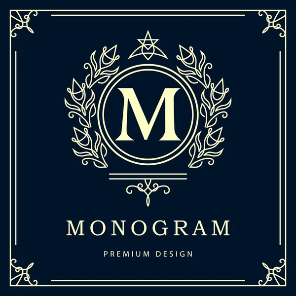 Monogram design elements, graceful template. Elegant line art logo design. Business sign, identity for Restaurant, Royalty, Boutique, Cafe, Hotel, Heraldic, Jewelry, Fashion, Wine. Vector illustration — Stock Vector