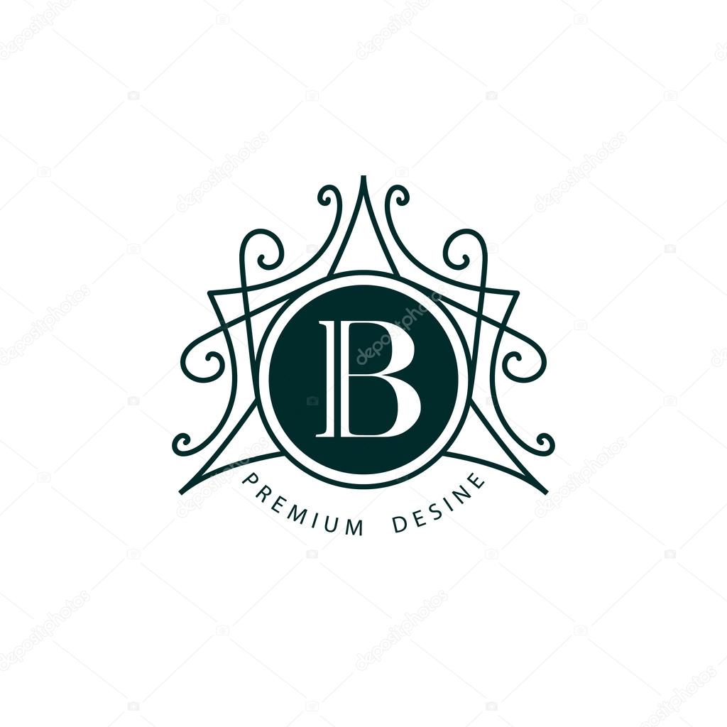 Vector illustration of Monogram design elements, graceful template. Elegant line art logo design. Business sign, identity for Restaurant, Royalty, Boutique, Cafe, Hotel, Heraldic, Jewelry, Fashion, Wine.