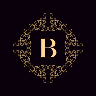 Monogram tasarım elementleri, zarif şablon. Zarif çizgi sanat logosu tasarımı. İş tabelası, Restoran, Kraliyet, Butik, Cafe, Otel, Heraldic, Mücevher, Moda, Şarap. Vektör illüstrasyonu