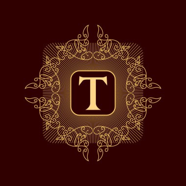 Monogram tasarım elementleri, zarif şablon. Zarif çizgi sanat logosu tasarımı. İş tabelası, Restoran, Kraliyet, Butik, Cafe, Otel, Heraldic, Mücevher, Moda, Şarap. Vektör illüstrasyonu