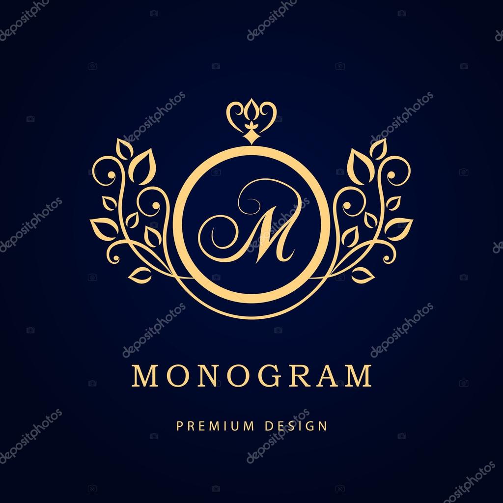 Vector illustration of Monogram design elements, graceful template. Elegant line art logo design. Business sign, identity for Restaurant, Royalty, Boutique, Cafe, Hotel, Heraldic, Jewelry, Fashion, Wine.