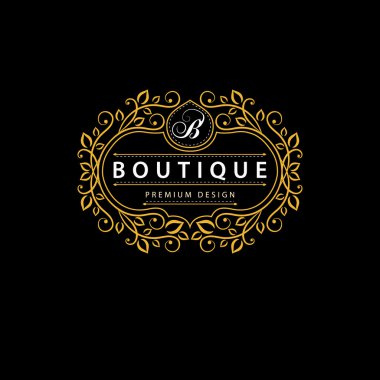 Monogram tasarım elementleri, zarif şablon. Zarif çizgi sanat logosu tasarımı. İş tabelası, Restoran, Kraliyet, Butik, Cafe, Otel, Heraldic, Mücevher, Moda, Şarap. Vektör illüstrasyonu