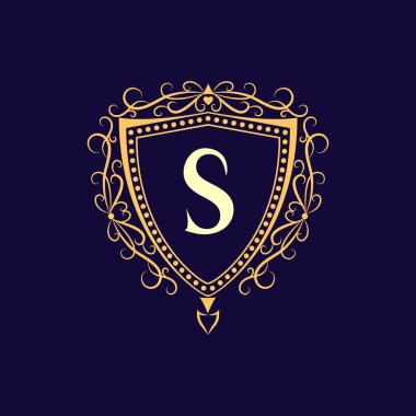 Monogram design elements, graceful template. Calligraphic elegant line art logo design. Letter S. Business sign for Royalty, Boutique, Cafe, Hotel, Heraldic, Jewelry, Wine. Vector illustration