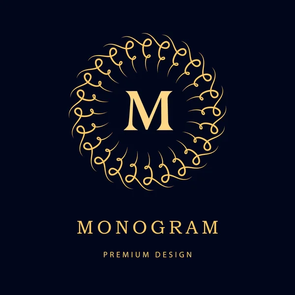 Monogramm Gestaltungselemente, anmutige Vorlage. elegante Linie Kunst Logo Design. Geschäftszeichen, Identität für Restaurant, Lizenzgebühren, Boutique, Café, Hotel, Heraldik, Schmuck, Mode. Vektorillustration — Stockvektor