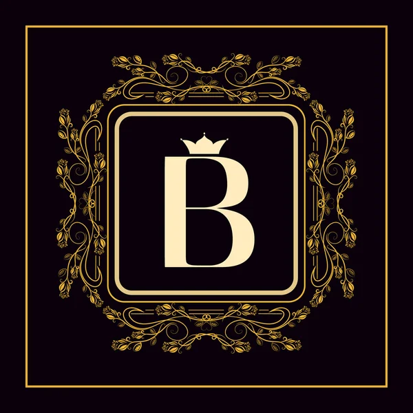 Monogram design elements, graceful template. Elegant line art logo design. Letter B. Business sign, identity for Restaurant, Royalty, Boutique, Cafe, Hotel, Heraldic, Jewelry, Fashion, Wine. Vector — 스톡 벡터