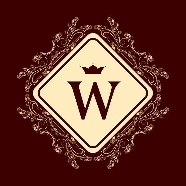 Elementos de diseño de monograma, plantilla elegante. Diseño elegante del logotipo de la línea de arte. Letra W. Signo comercial, identidad para Restaurante, Royalty, Boutique, Café, Hotel, Heráldico, Joyas, Moda, Vino. Vector — Archivo Imágenes Vectoriales