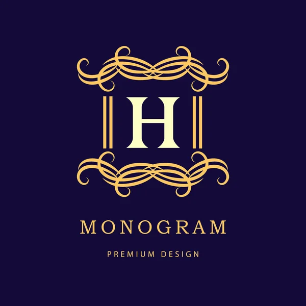 Elementos de diseño de monograma, plantilla elegante. Diseño elegante del logotipo de la línea de arte. Letra H. Signo de negocios, identidad para Restaurante, Royalty, Boutique, Café, Hotel, Heráldico, Joyas, Moda, Vino. Vector — Vector de stock