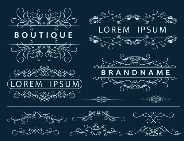 Monogram design elements, graceful template. Elegant line art logo design. Business sign, identity for Restaurant, Royalty, Boutique, Cafe, Hotel, Heraldic, Jewelry, Fashion, Wine. Vector set — ストックベクタ