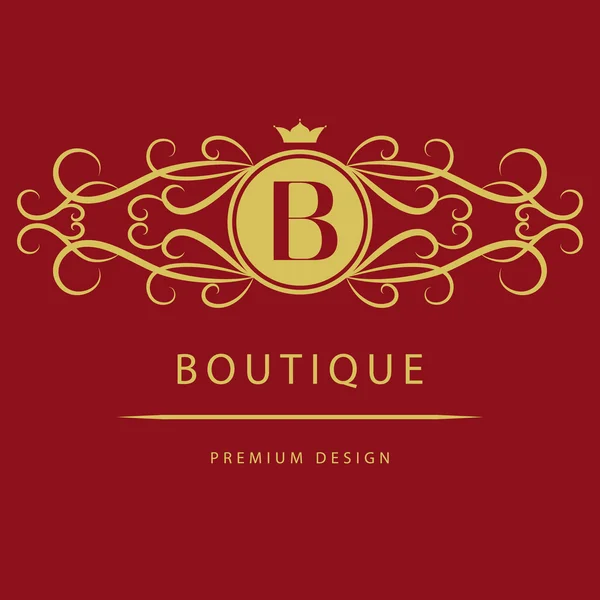 Monogram design elements, graceful template. Calligraphic elegant line art logo design. Letter B. Business sign for Royalty, Boutique, Cafe, Hotel, Heraldic, Jewelry, Wine. Vector illustration — 스톡 벡터