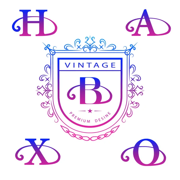 Monogram design elements, graceful template. Calligraphic elegant line art logo design. Letter emblem B, X, O, H, A . Business sign for Royalty, Boutique, Cafe, Hotel, Heraldic Vector illustration — Διανυσματικό Αρχείο