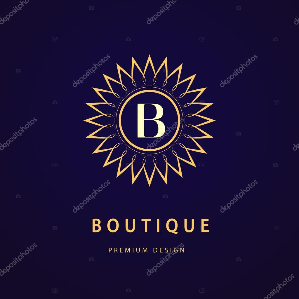 Vector illustration of Monogram design elements, graceful template. Calligraphic elegant line art logo design. Letter B. Business sign for Royalty, Boutique, Cafe, Hotel, Heraldic, Jewelry, Wine.