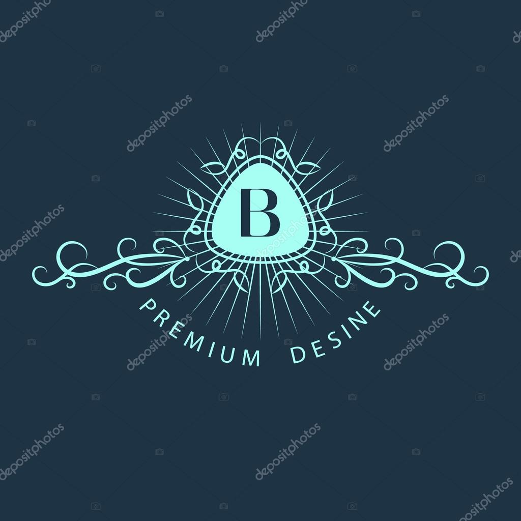 Vector illustration of Monogram design elements, graceful template. Calligraphic elegant line art logo design. Letter B. Business sign for Royalty, Boutique, Cafe, Hotel, Heraldic, Jewelry, Wine.