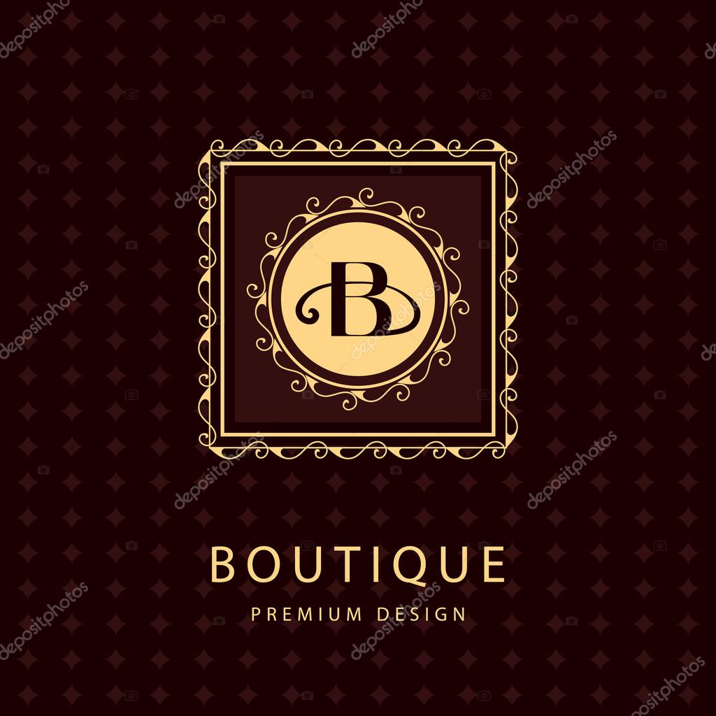 Vector illustration of Monogram design elements, graceful template. Calligraphic elegant line art logo design. Letter emblem B. Business sign for Royalty, Boutique, Cafe, Hotel, Heraldic, Jewelry, Wine.