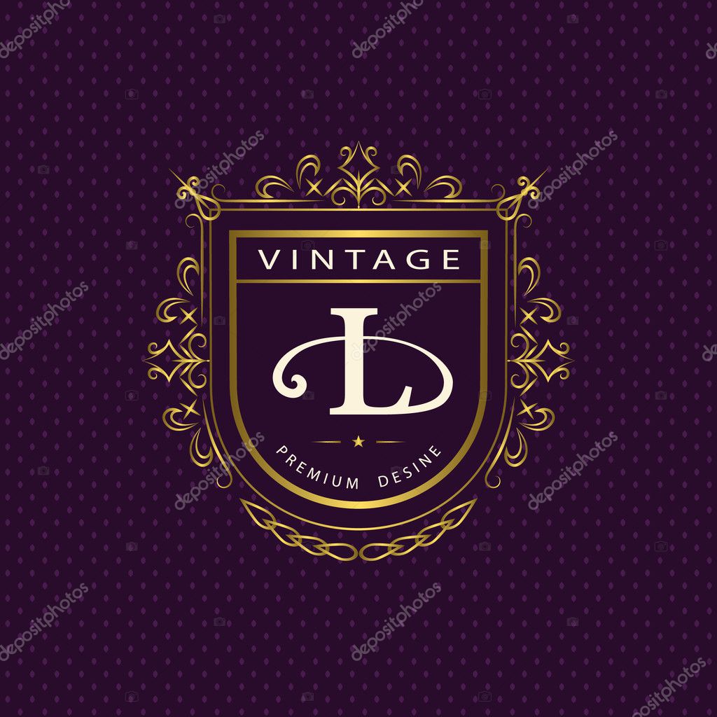 Vector illustration of Monogram design elements, graceful template. Calligraphic elegant line art logo design. Letter emblem L. Business sign for Royalty, Boutique, Cafe, Hotel, Heraldic, Jewelry, Wine.