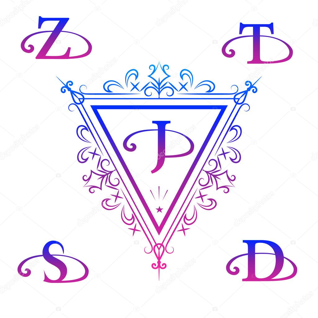 Monogram design elements, graceful template. Calligraphic elegant line art logo design. Letter emblem J, S, D, Z, T. Business sign for Royalty, Boutique, Cafe, Hotel, Heraldic Vector illustration