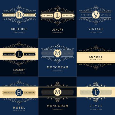 Monogram design elements, graceful template. Calligraphic elegant line art logo design. Letter emblem. Business sign for Royalty, Boutique, Cafe, Hotel, Heraldic, Jewelry, Wine. Vector illustration