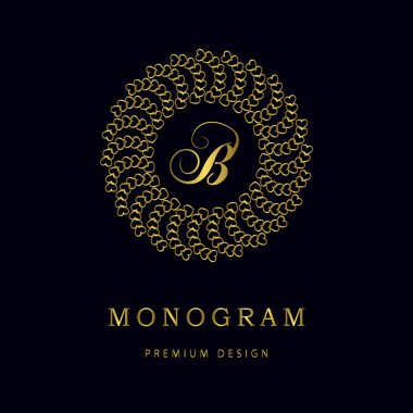 Monogram design elements, graceful template. Calligraphic elegant line art logo design. Letter emblem B. Business sign for Royalty, Boutique, Cafe, Hotel, Heraldic, Jewelry, Wine. Vector illustration