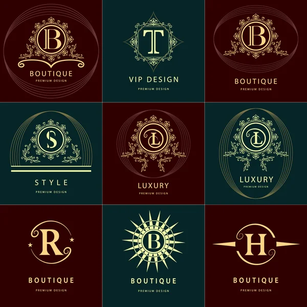 Monograma elementos de design, modelo gracioso. Caligráfico elegante linha arte logotipo design. Um emblema de letras. Sinal de negócios para Royalty, Boutique, Café, Hotel, Heráldico, Jóias, Vinho. Ilustração vetorial — Vetor de Stock