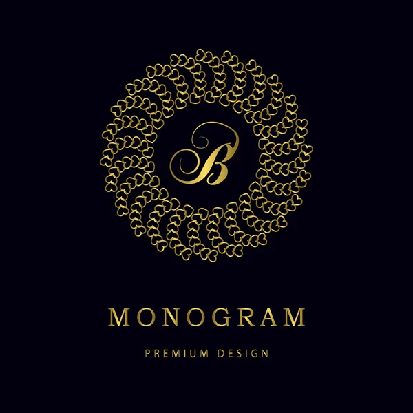 Monogram design elements, graceful template. Calligraphic elegant line art logo design. Letter emblem B. Business sign for Royalty, Boutique, Cafe, Hotel, Heraldic, Jewelry, Wine. Vector illustration — ストックベクタ