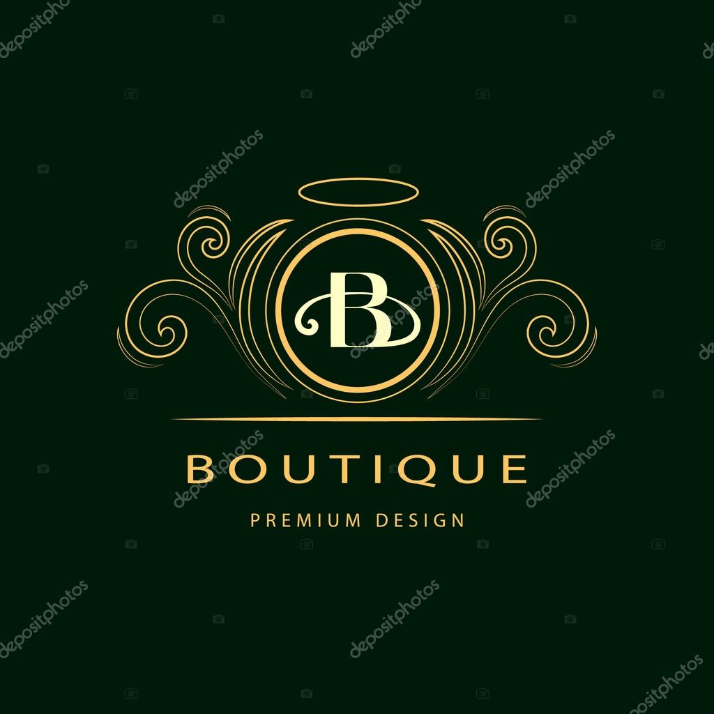 Vector illustration of Monogram design elements, graceful template. Calligraphic elegant line art logo design. Letter emblem B. Business sign for Royalty, Boutique, Cafe, Hotel, Heraldic, Jewelry, Wine.