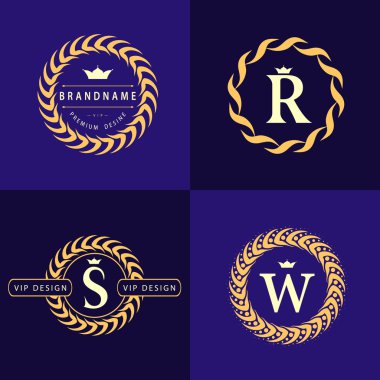 Monogram design elements, graceful template. Calligraphic elegant line art logo design. Letter emblem S, R, W for Royalty, business card, Boutique, Cafe, Hotel, Heraldic, Jewelry. Vector illustration