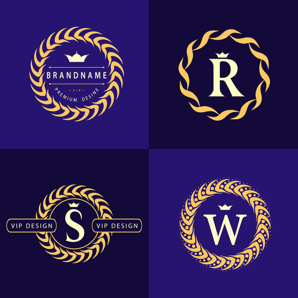 Monogram design elements, graceful template. Calligraphic elegant line art logo design. Letter emblem S, R, W for Royalty, business card, Boutique, Cafe, Hotel, Heraldic, Jewelry. Vector illustration