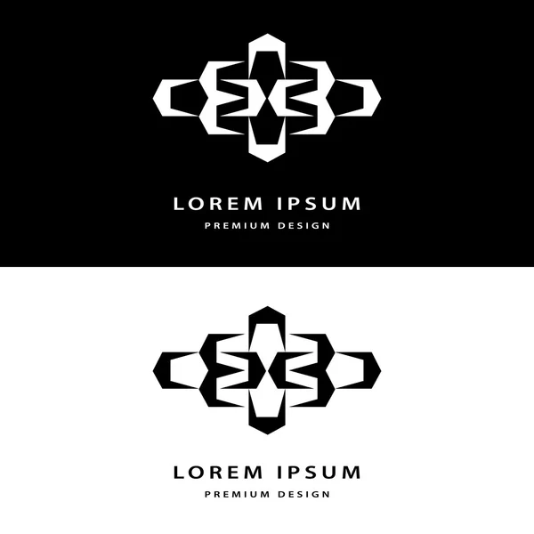 Icône créative éléments de conception monogramme avec modèle gracieux de carte de visite. Élégant design abstrait de logo d'art de ligne. Entreprise emblème de style de luxe. Symbole de signe de mode. Illustration vectorielle — Image vectorielle