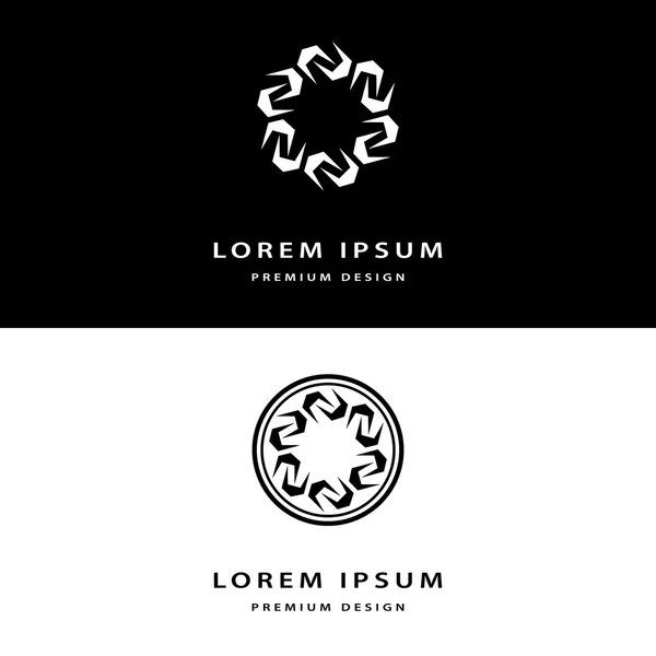 Creative icon monogram design elements with business card graceful template. Elegant line art abstract logo design. Corporate company emblem luxury style. Fashion sign symbol. Vector illustration — Stock Vector